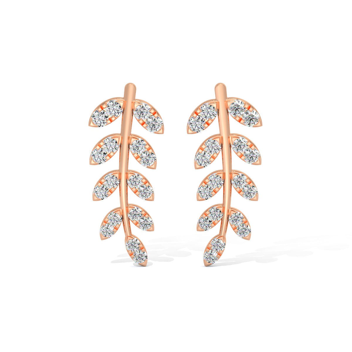 Leaf Diamond Ear Climbers