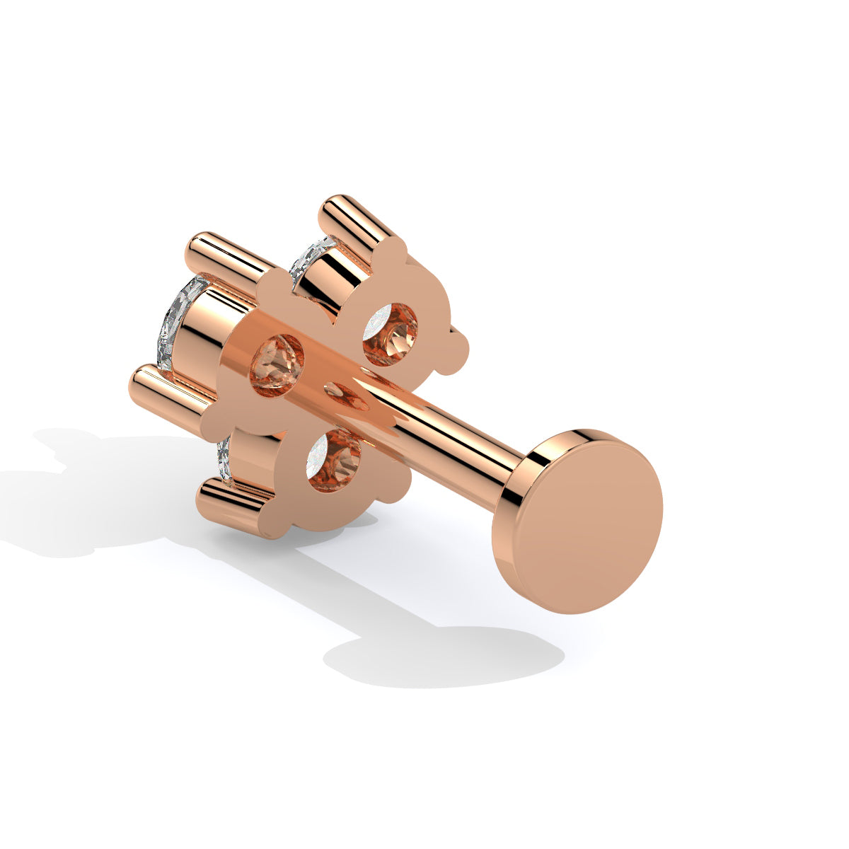 Lustrous Quad Diamond Nose Pin