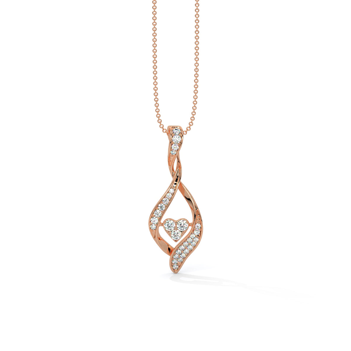 Fluid Motion Heart Diamond Pendant