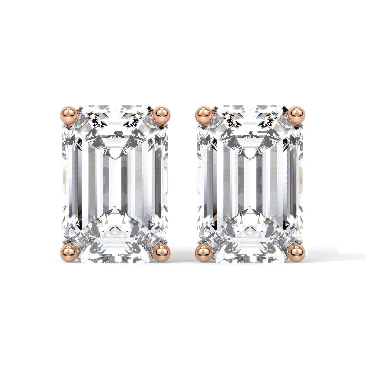 Emerald-Cut Diamond Studs