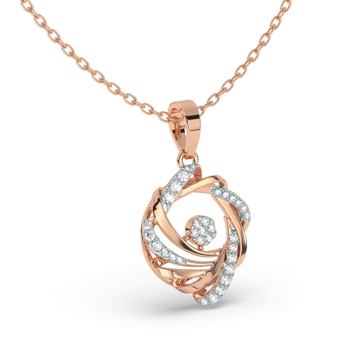 Radiant Swirl Diamond Pendant