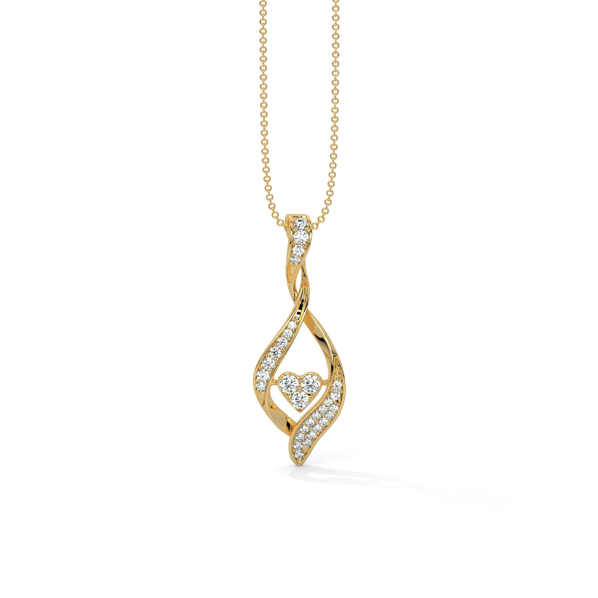 Fluid Motion Heart Diamond Pendant