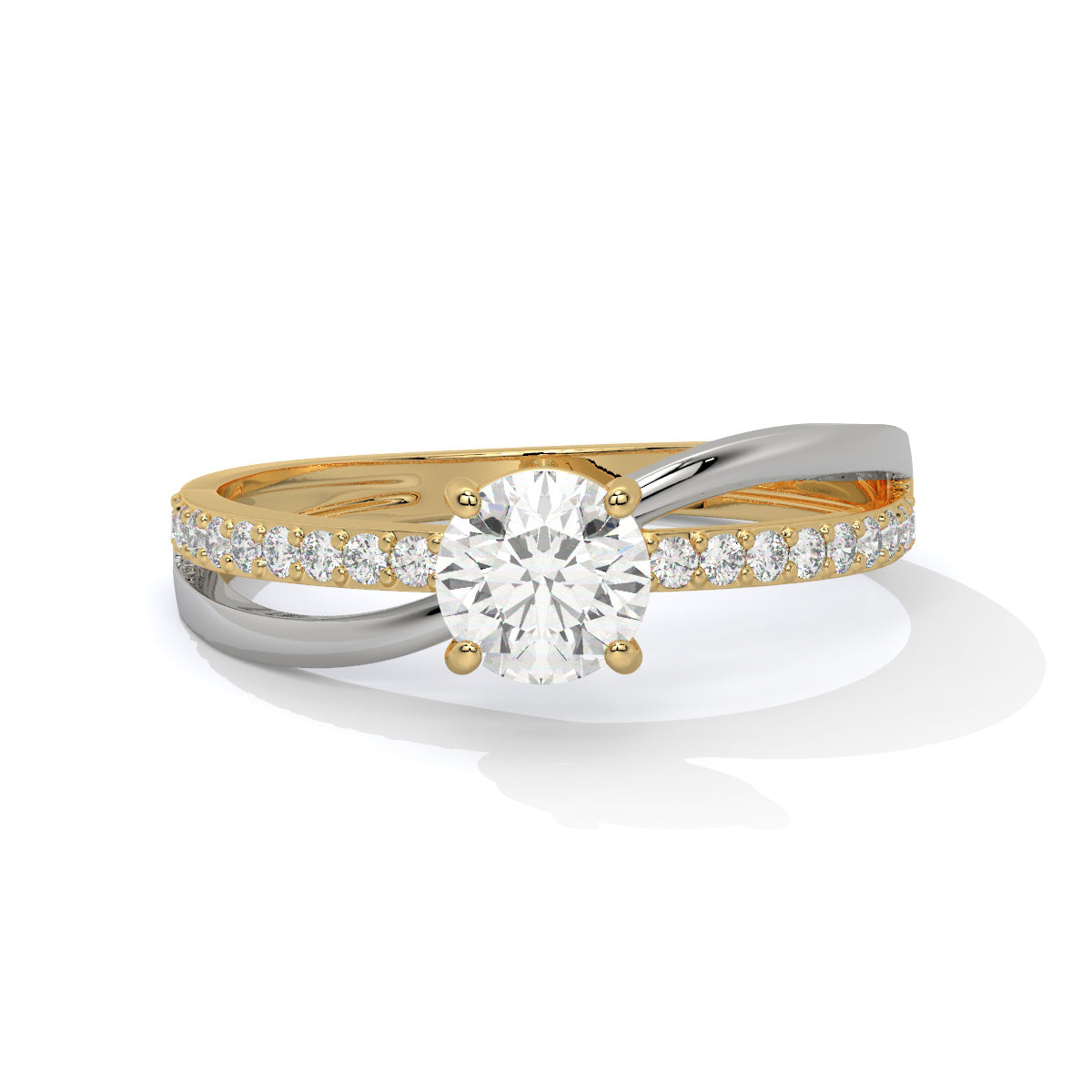 Graceful Harmony Dual-Tone Diamond Ring