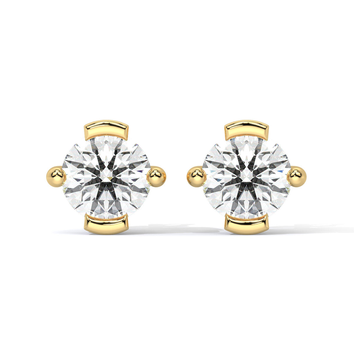 Solitaire Crest Round Diamond Studs