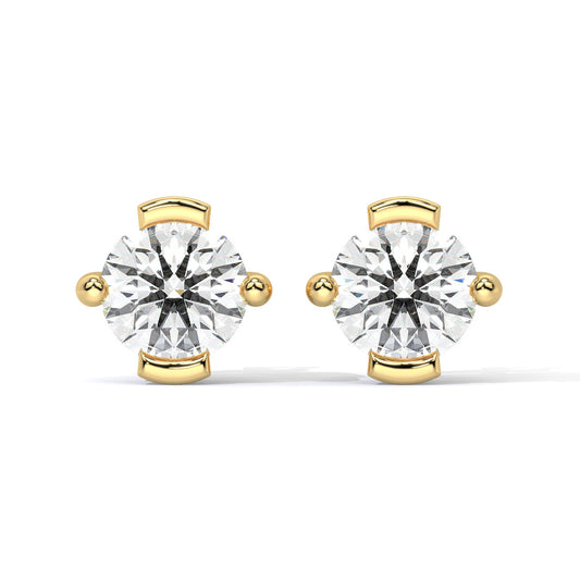 Solitaire Crest Round Diamond Studs