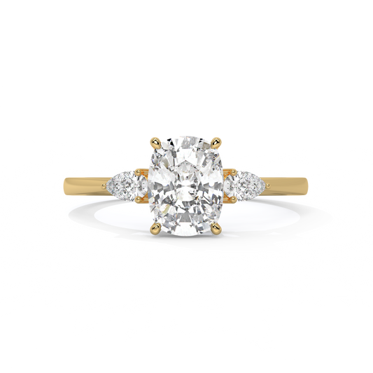Cushion-Cut Three-Stone Ring