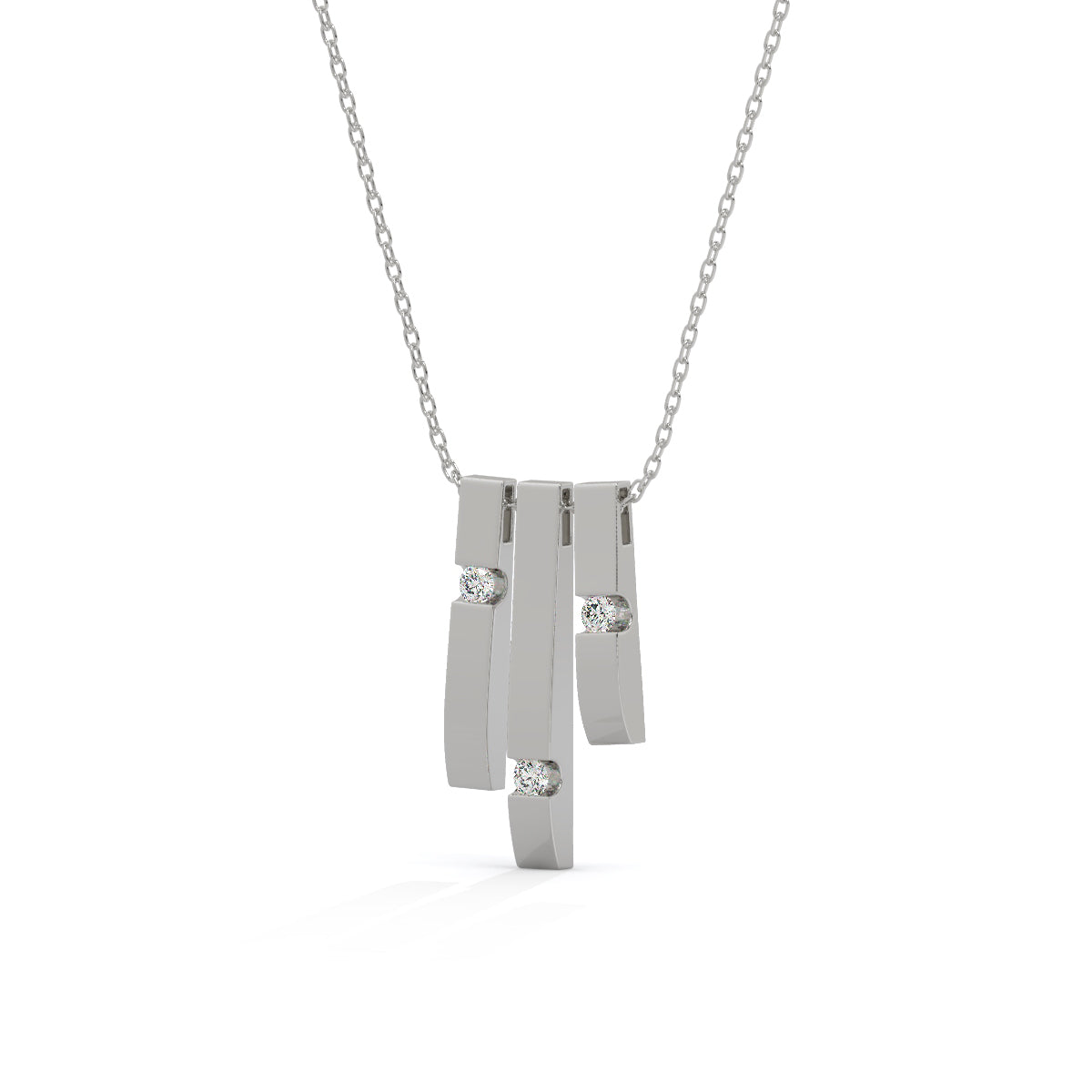 Trio Tone Diamond Bar Pendant