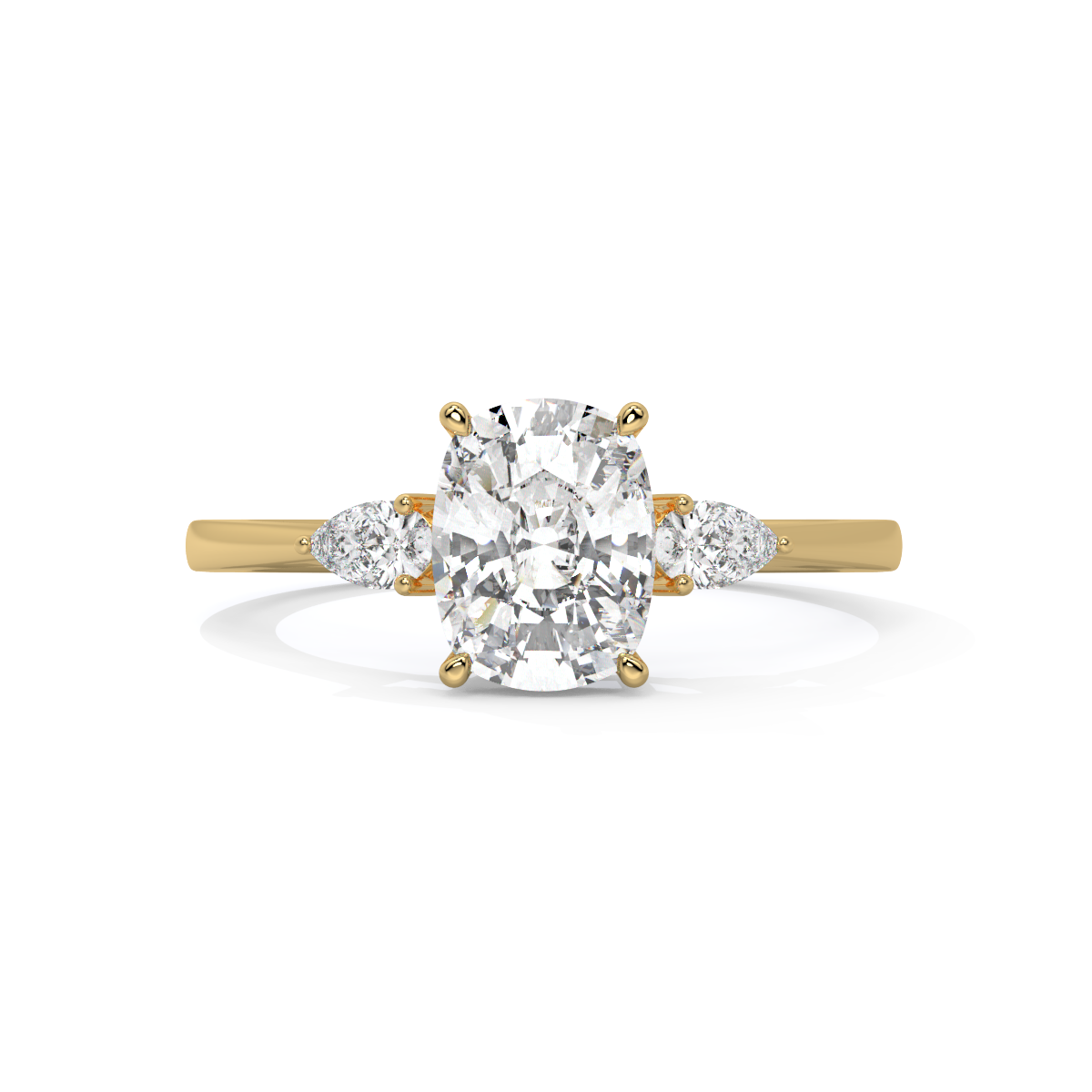Cushion-Cut Three-Stone Ring