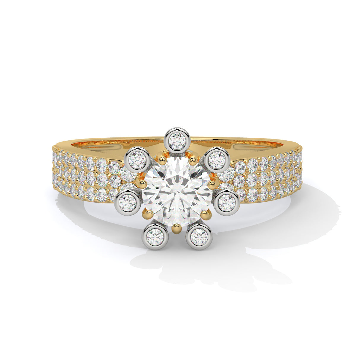 Radiant Dual-Tone Blossom Diamond Ring