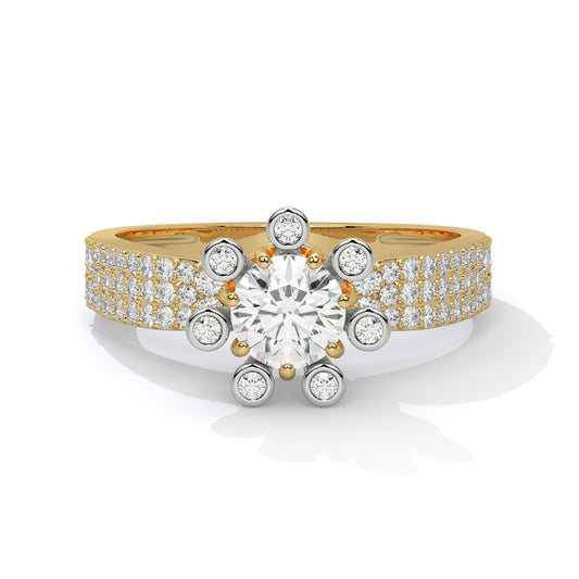 Radiant Dual-Tone Blossom Diamond Ring