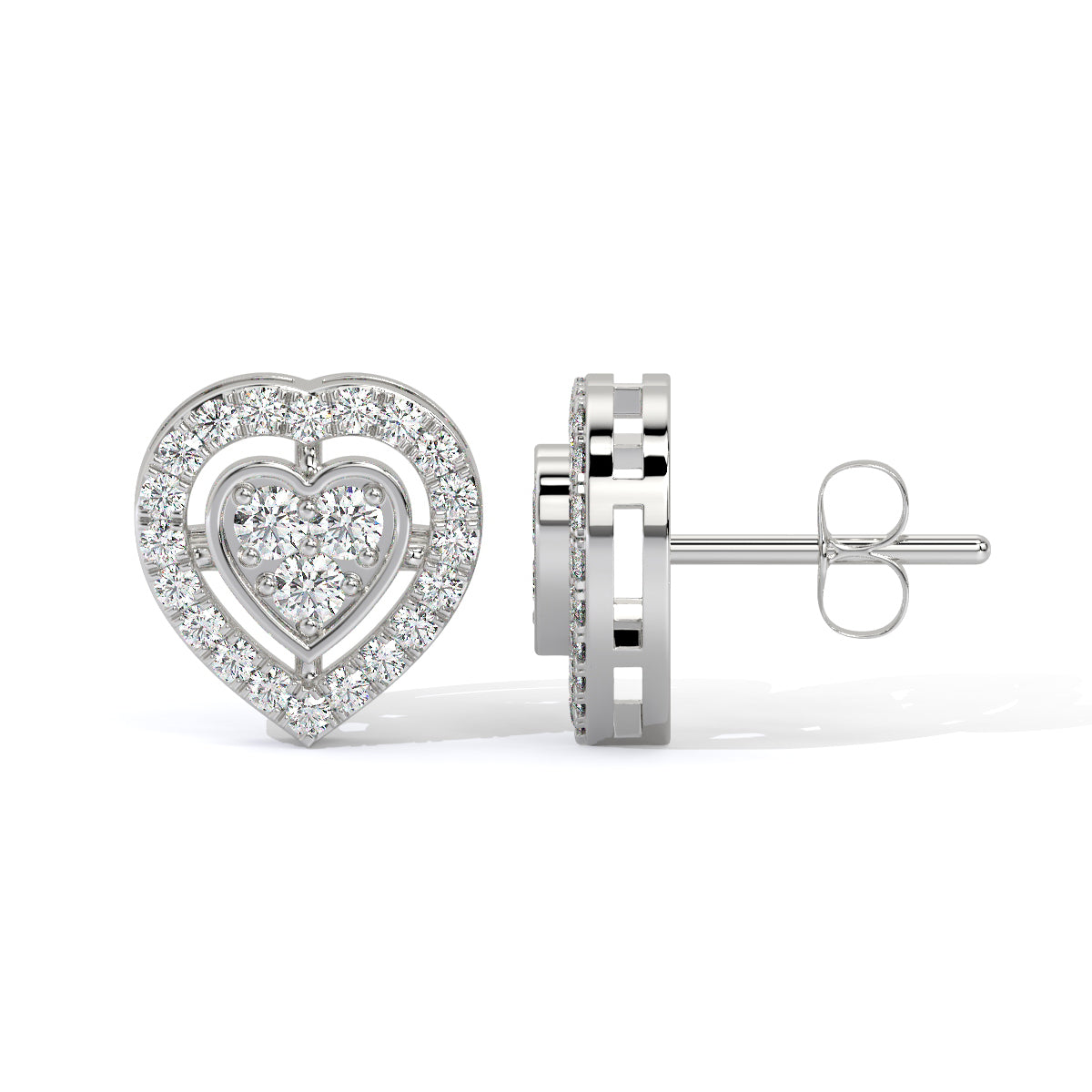 Pure Love Diamond Heart Studs