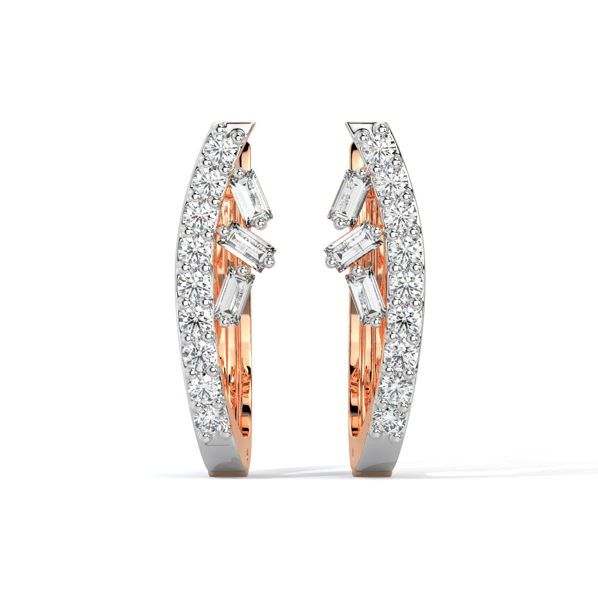 Elegant Curve Diamond Hoops