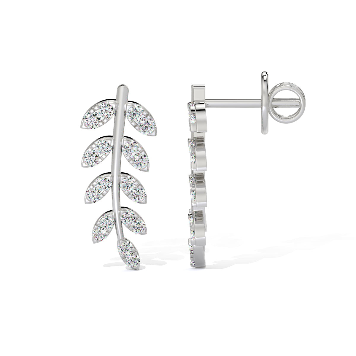 Leaf Diamond Ear Climbers