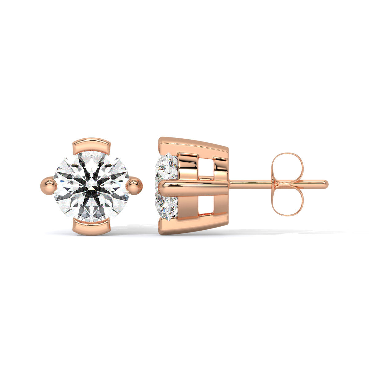 Solitaire Crest Round Diamond Studs