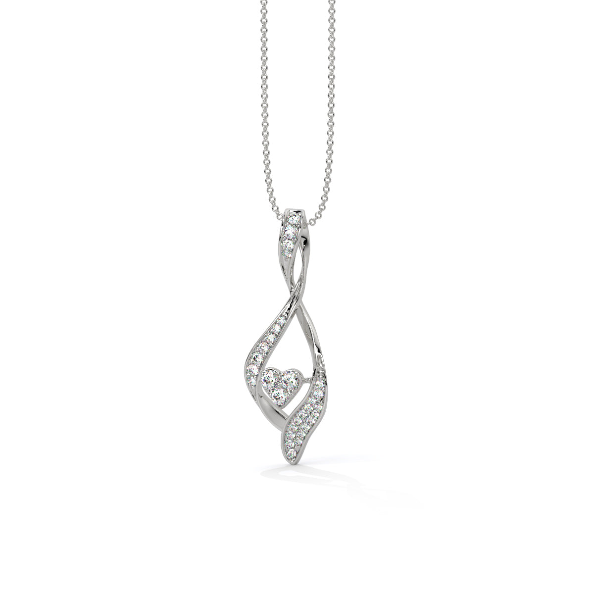 Fluid Motion Heart Diamond Pendant