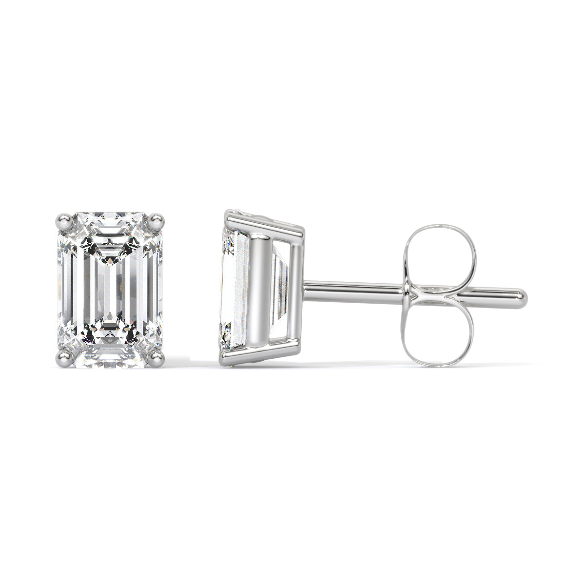 Emerald-Cut Diamond Studs