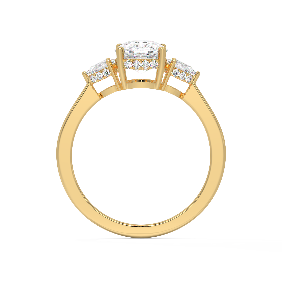 Cushion-Cut Three-Stone Ring