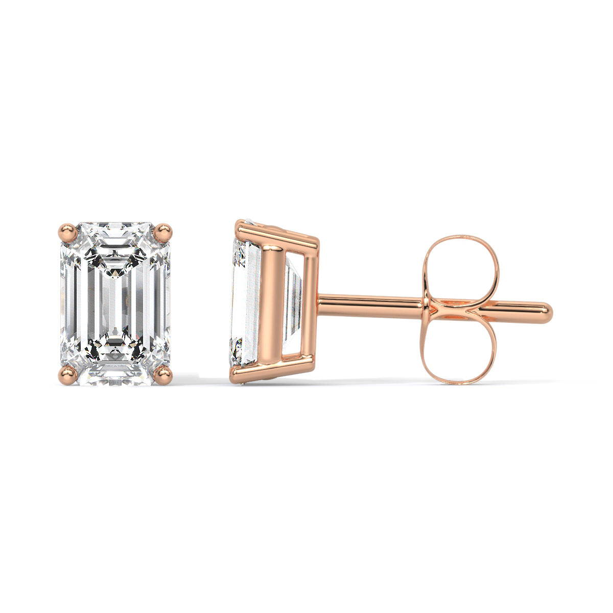 Emerald-Cut Diamond Studs