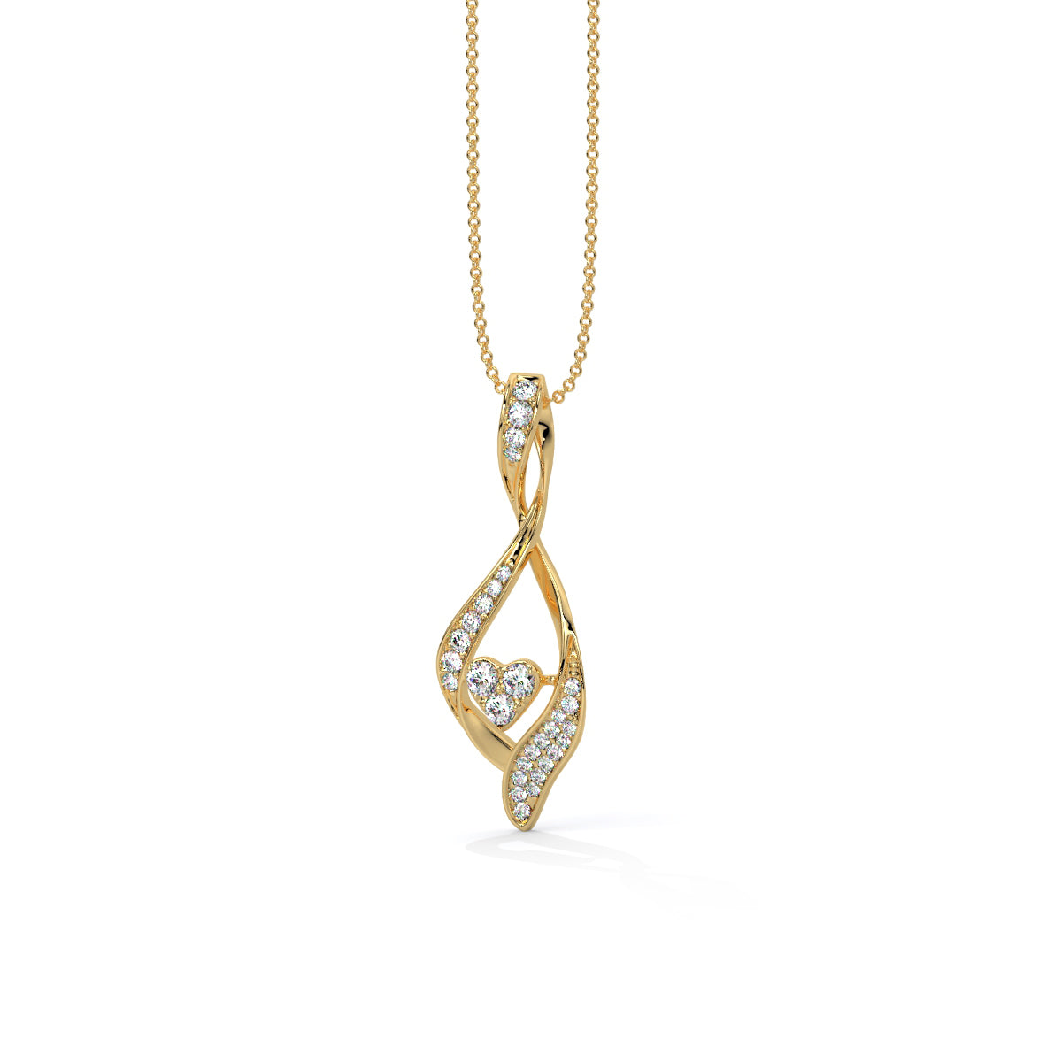 Fluid Motion Heart Diamond Pendant