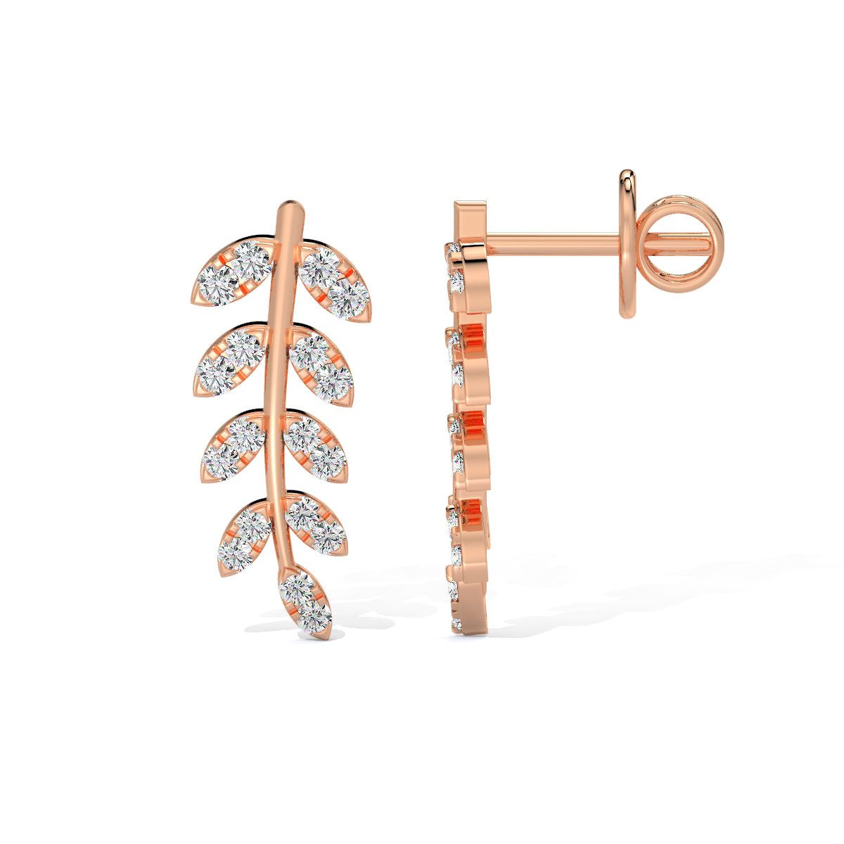 Leaf Diamond Ear Climbers