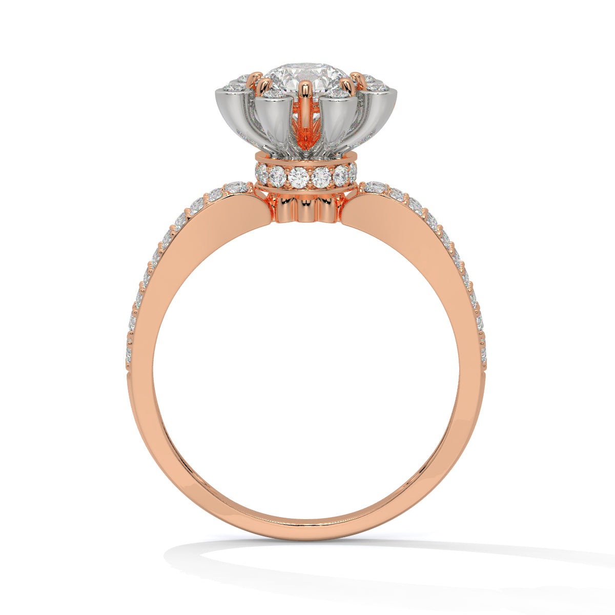 Radiant Dual-Tone Blossom Diamond Ring