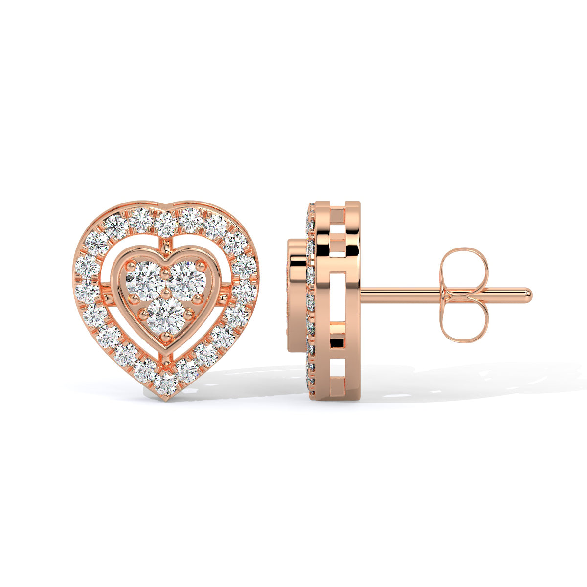 Pure Love Diamond Heart Studs