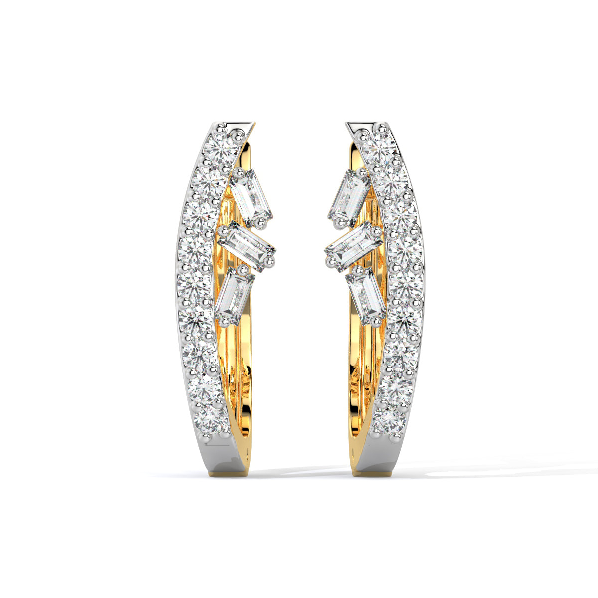 Elegant Curve Diamond Hoops