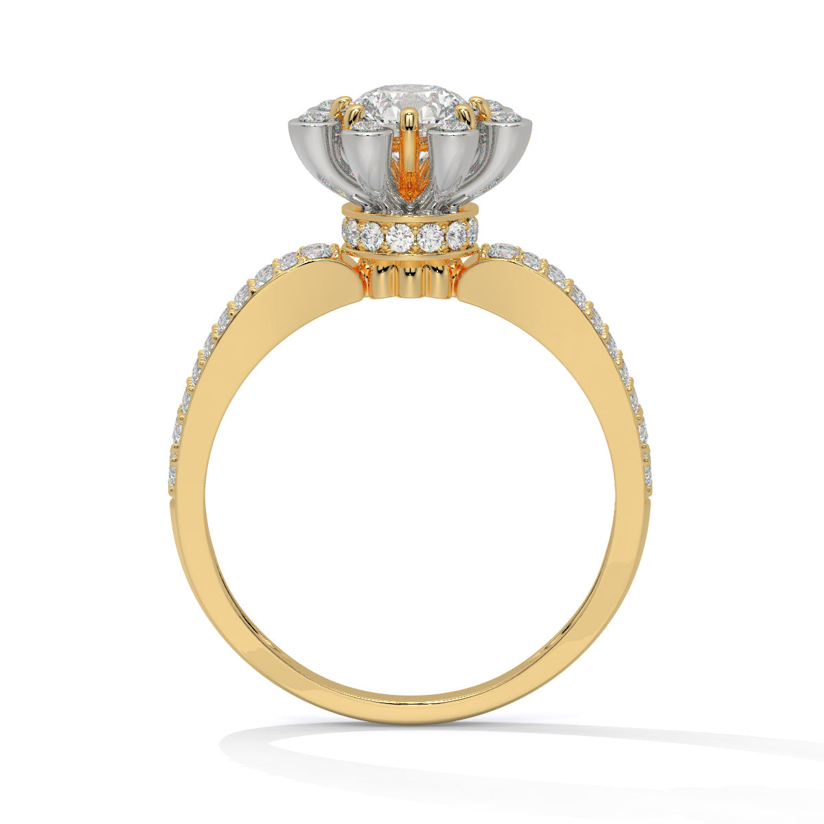 Radiant Dual-Tone Blossom Diamond Ring