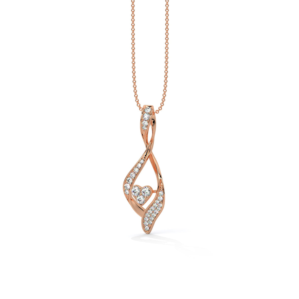 Fluid Motion Heart Diamond Pendant