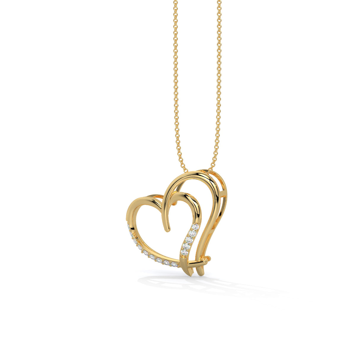 Dual-Heart Diamond Pendant