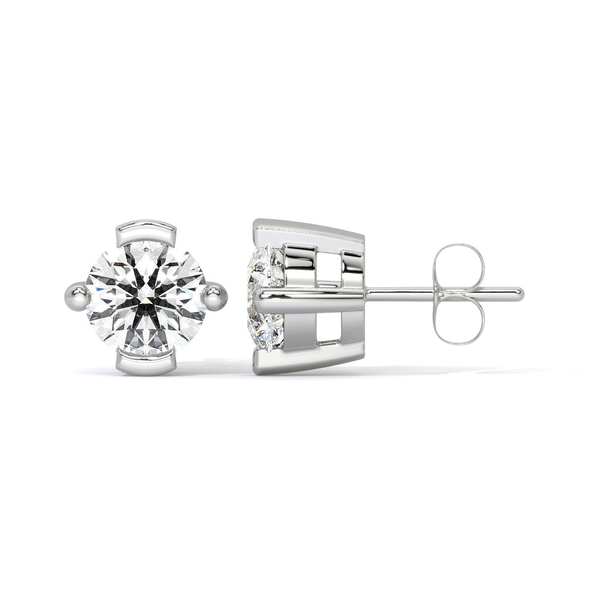 Solitaire Crest Round Diamond Studs
