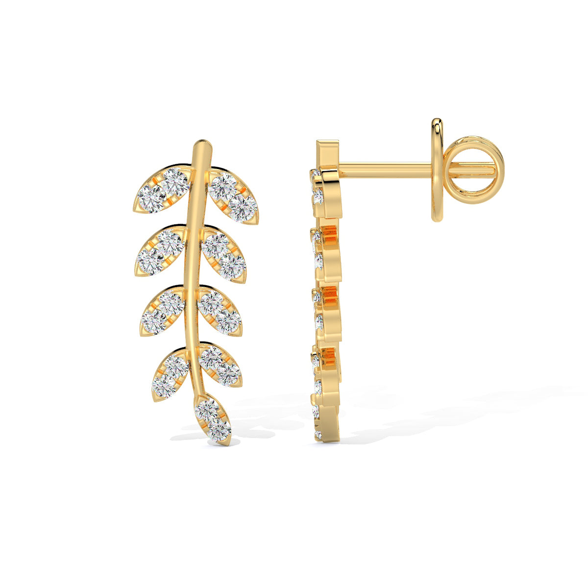 Leaf Diamond Ear Climbers