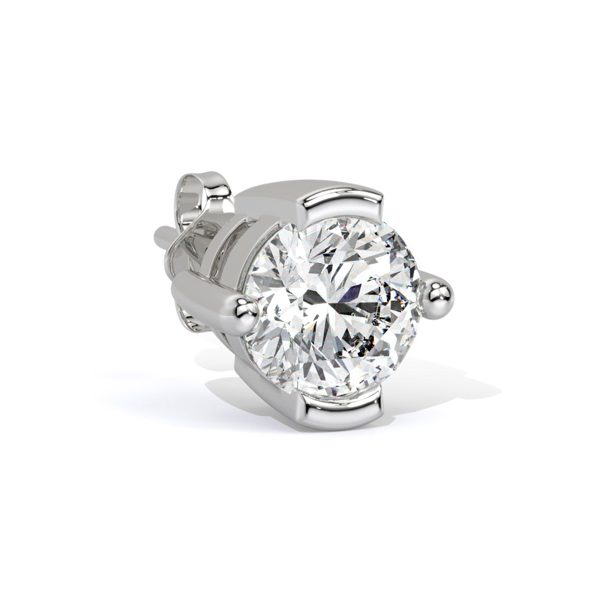 Solitaire Crest Round Men's Diamond Stud