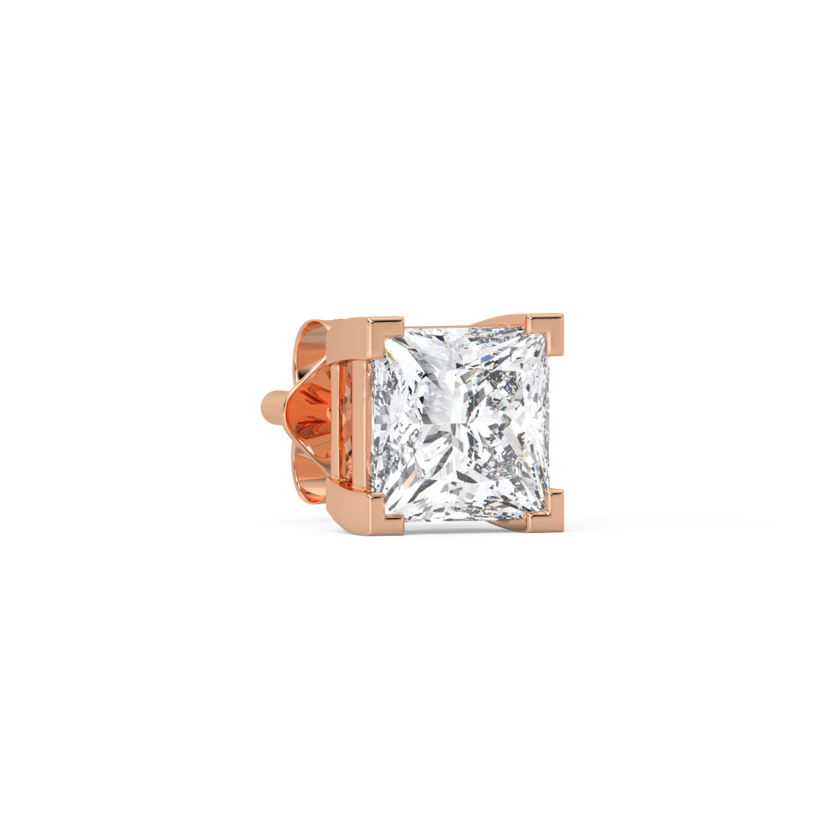 Princess-Cut Men's Diamond Stud
