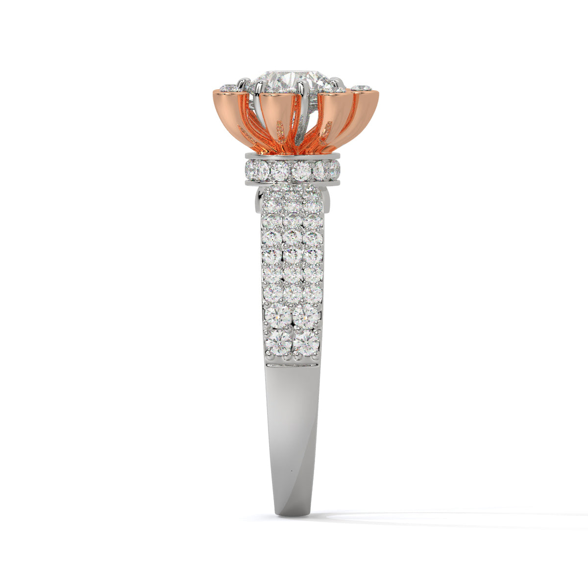 Radiant Dual-Tone Blossom Diamond Ring
