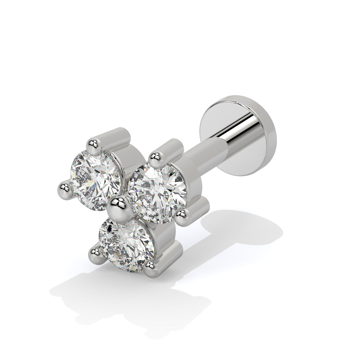 Lustrous Quad Diamond Nose Pin