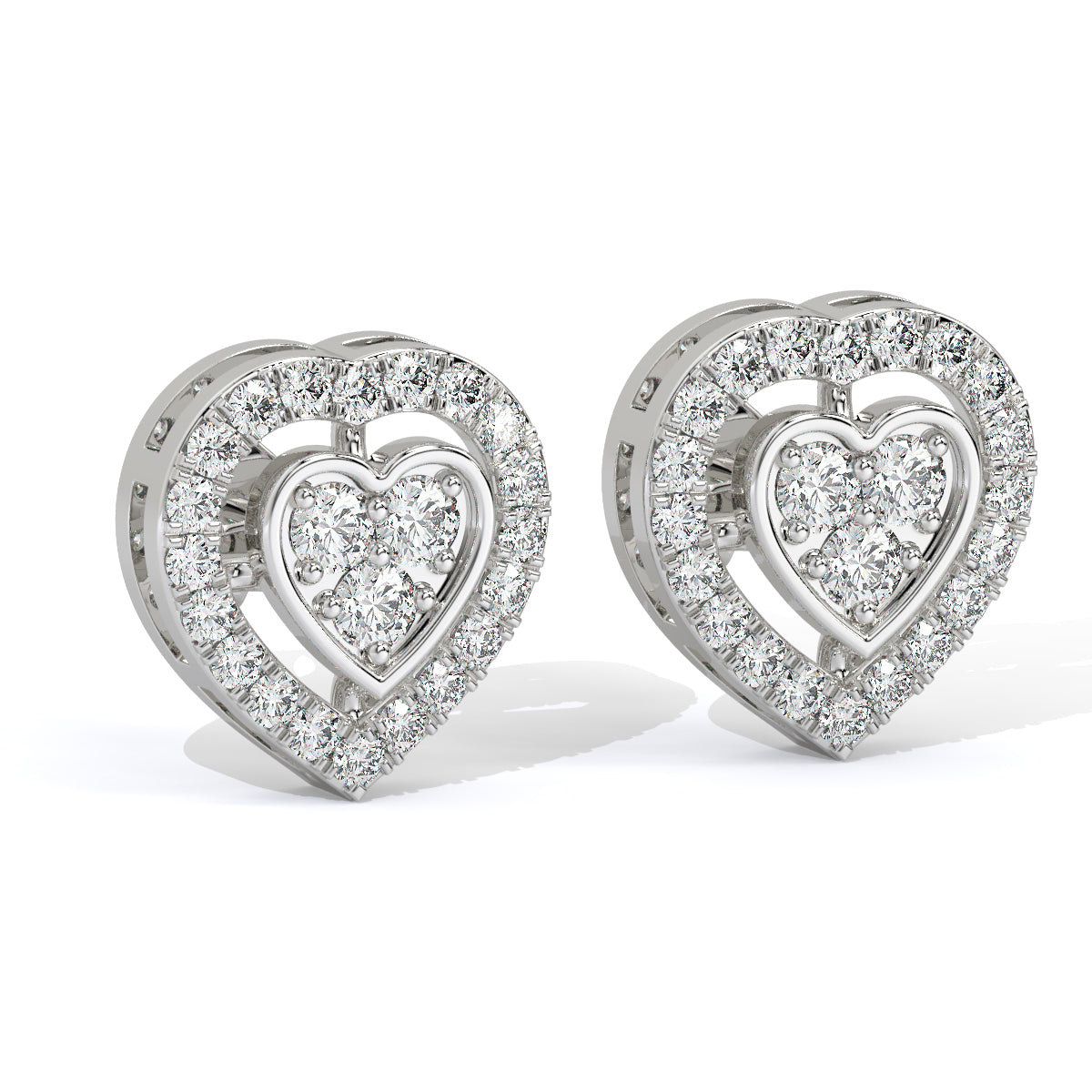 Pure Love Diamond Heart Studs