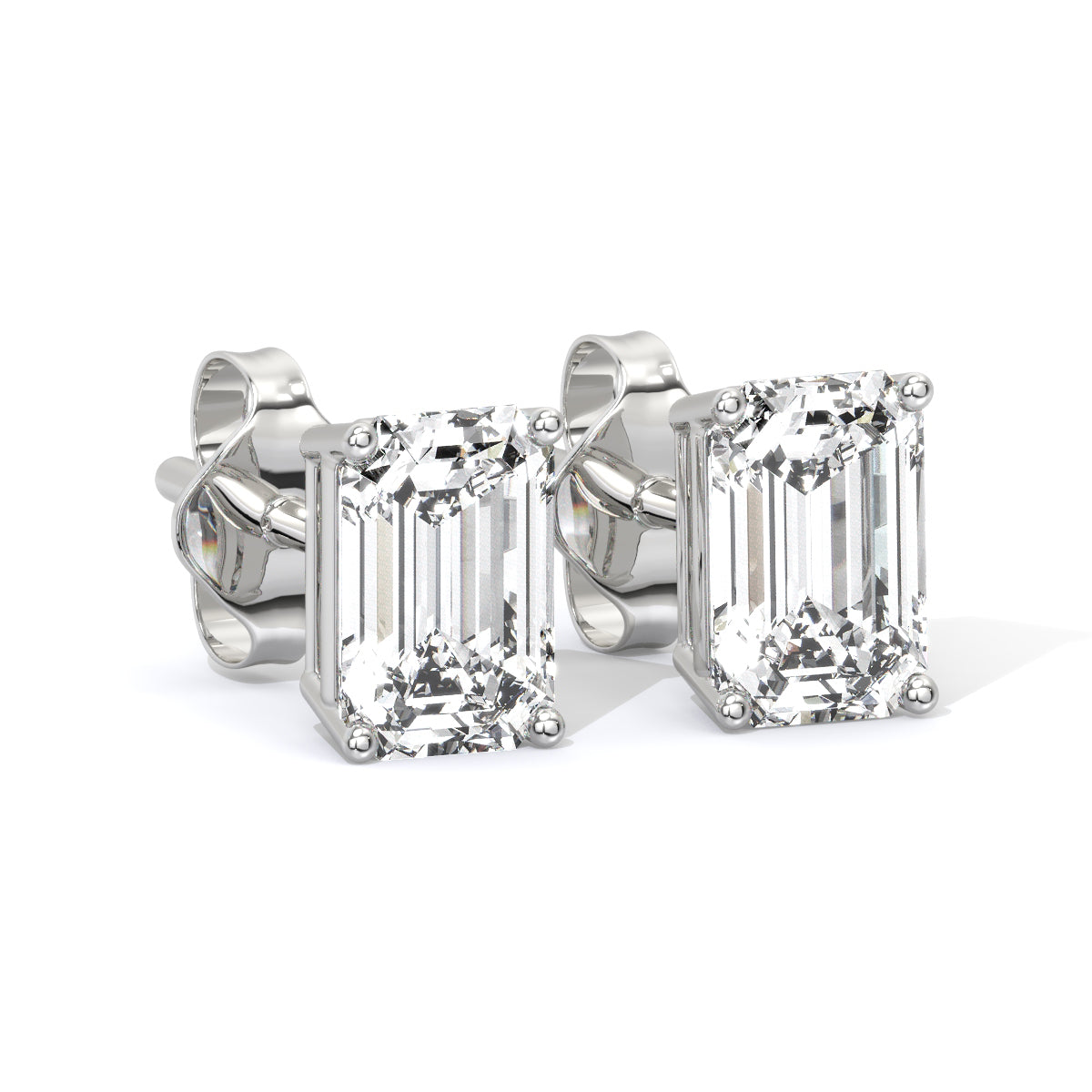 Emerald-Cut Diamond Studs