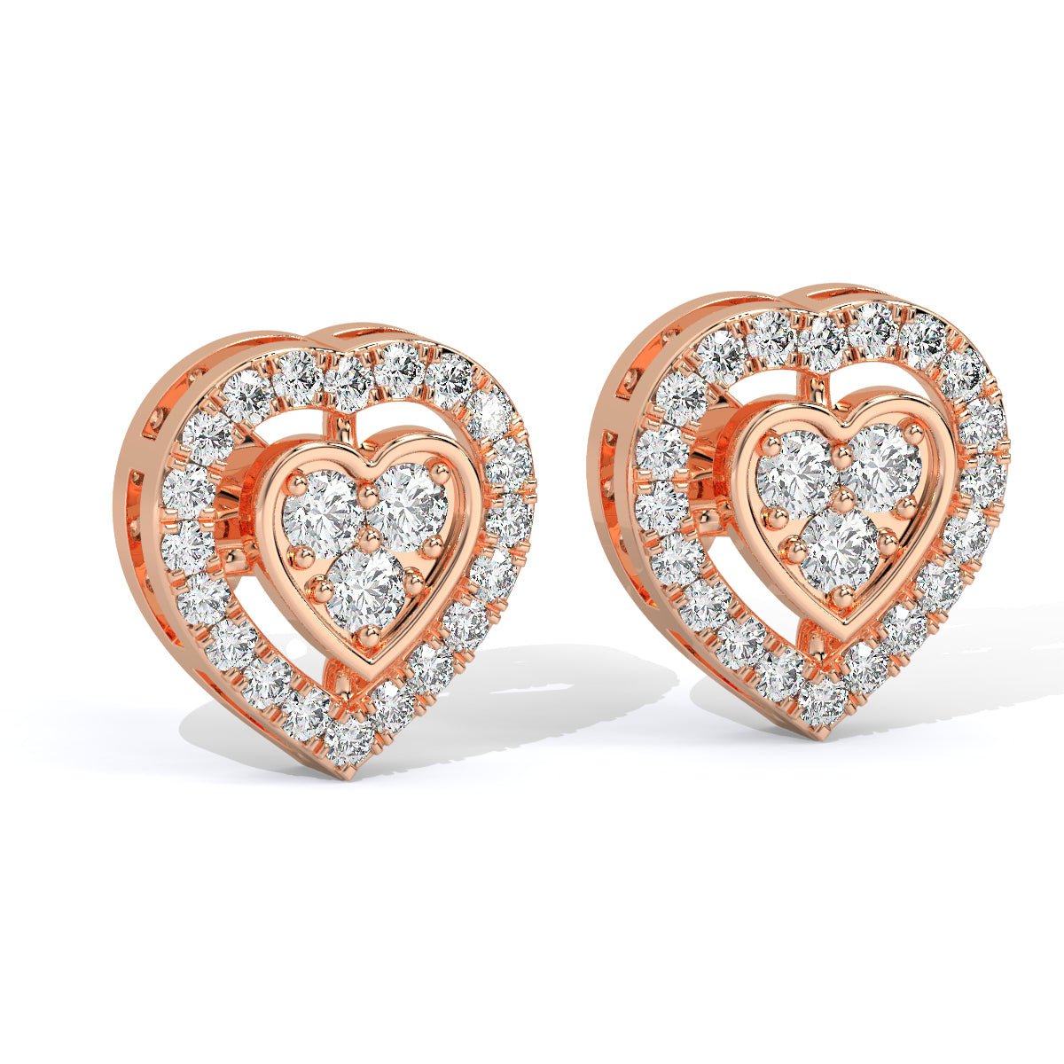 Pure Love Diamond Heart Studs