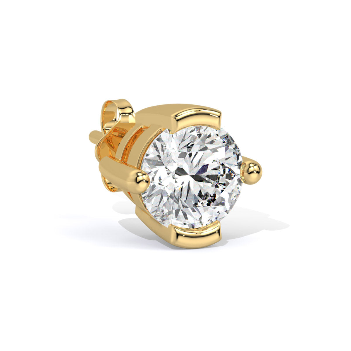 Solitaire Crest Round Men's Diamond Stud