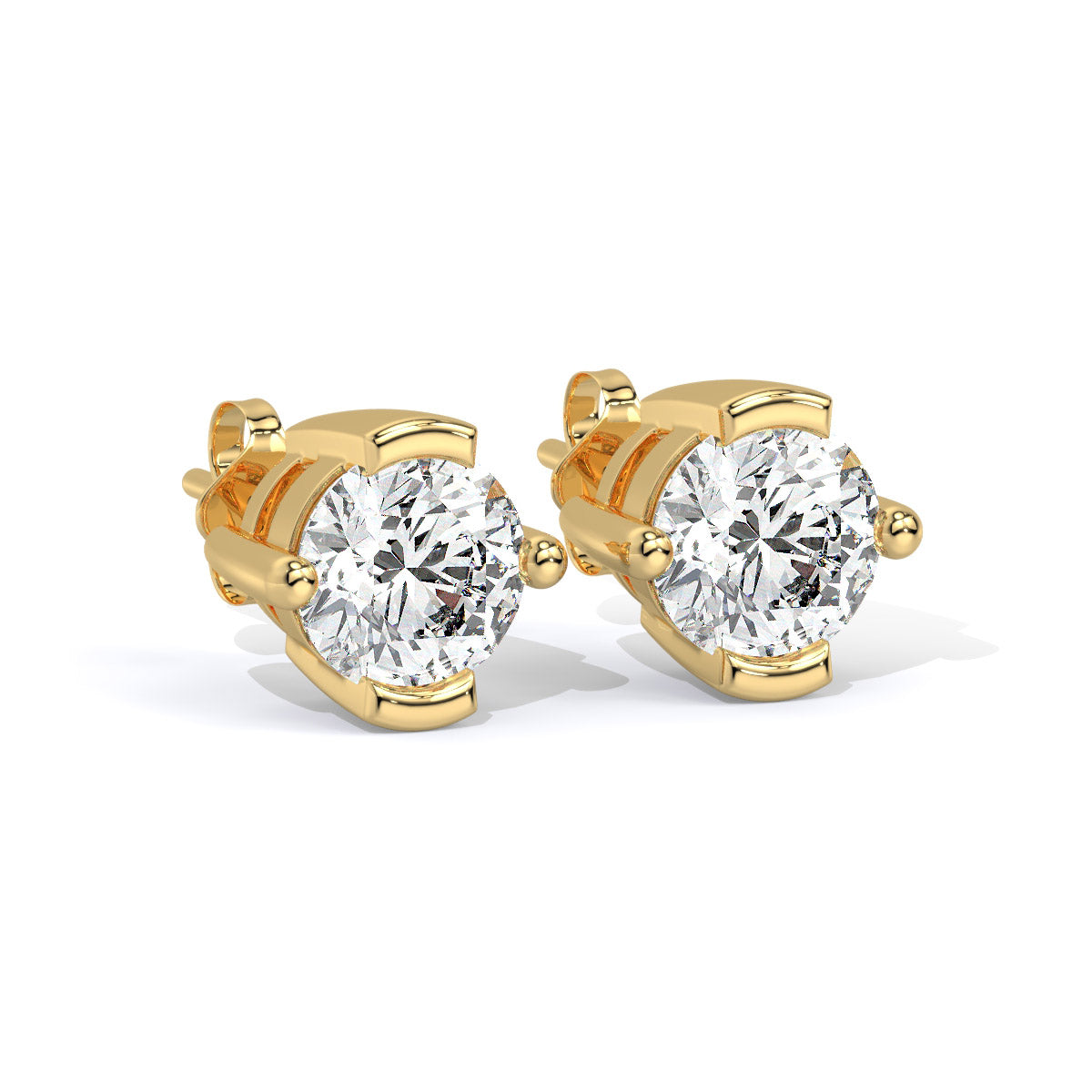 Solitaire Crest Round Diamond Studs