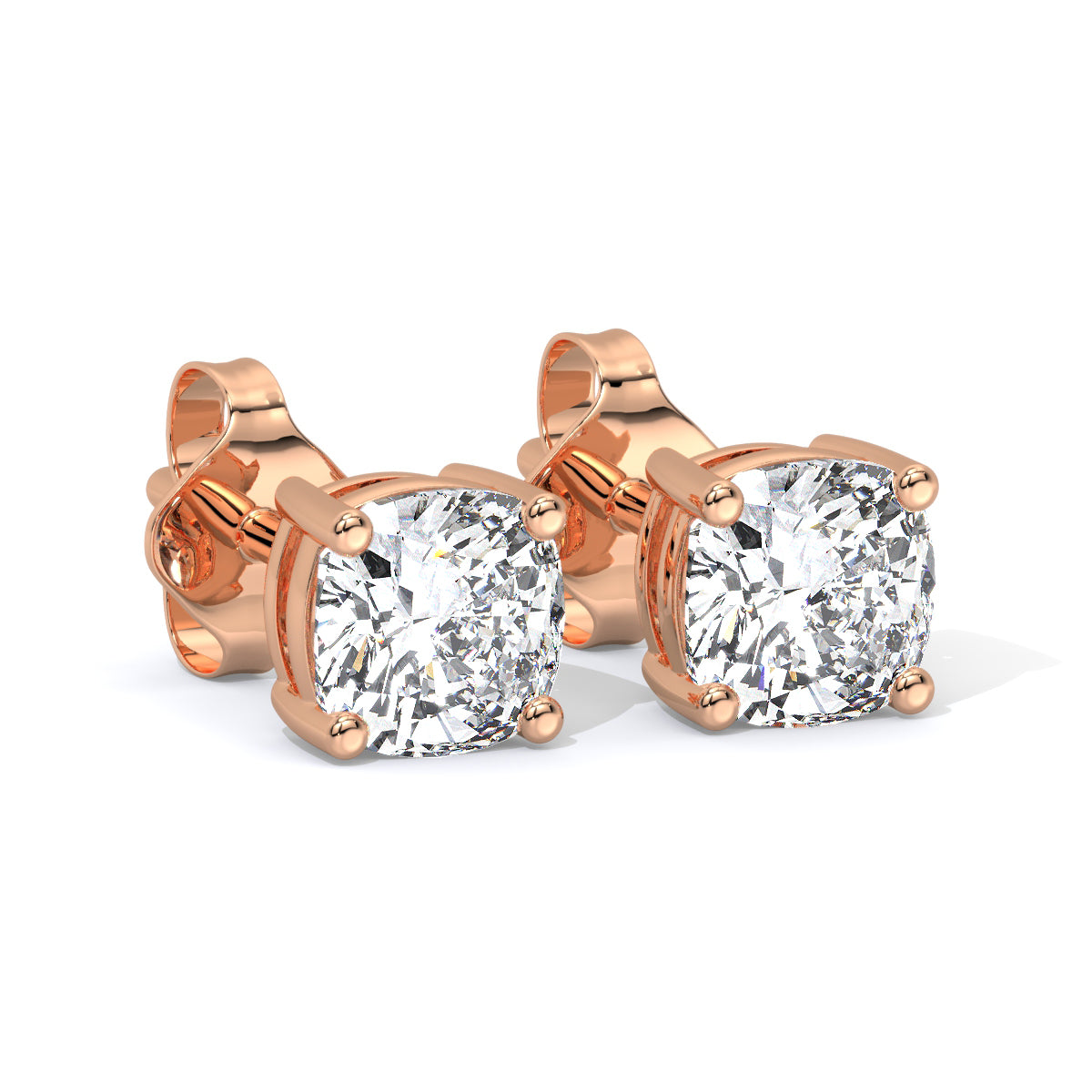 Cushion-Cut Diamond Studs