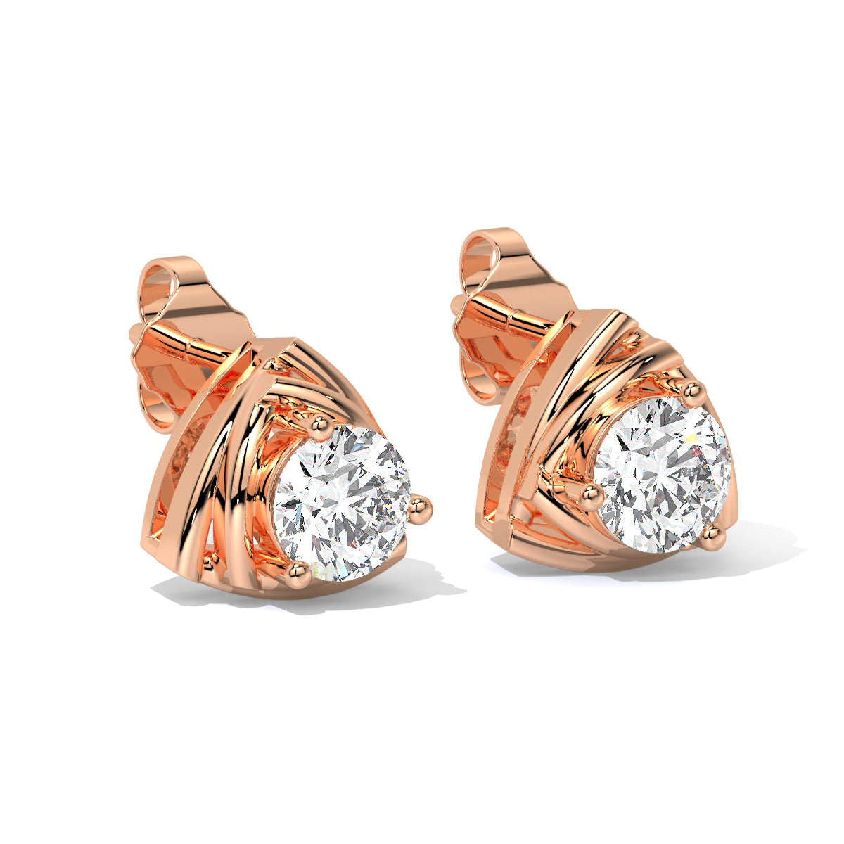 Triangle-Cut Diamond Studs