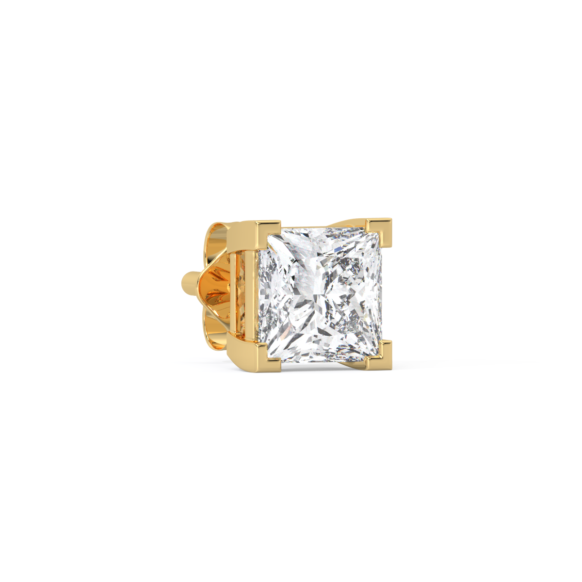 Princess-Cut Men's Diamond Stud