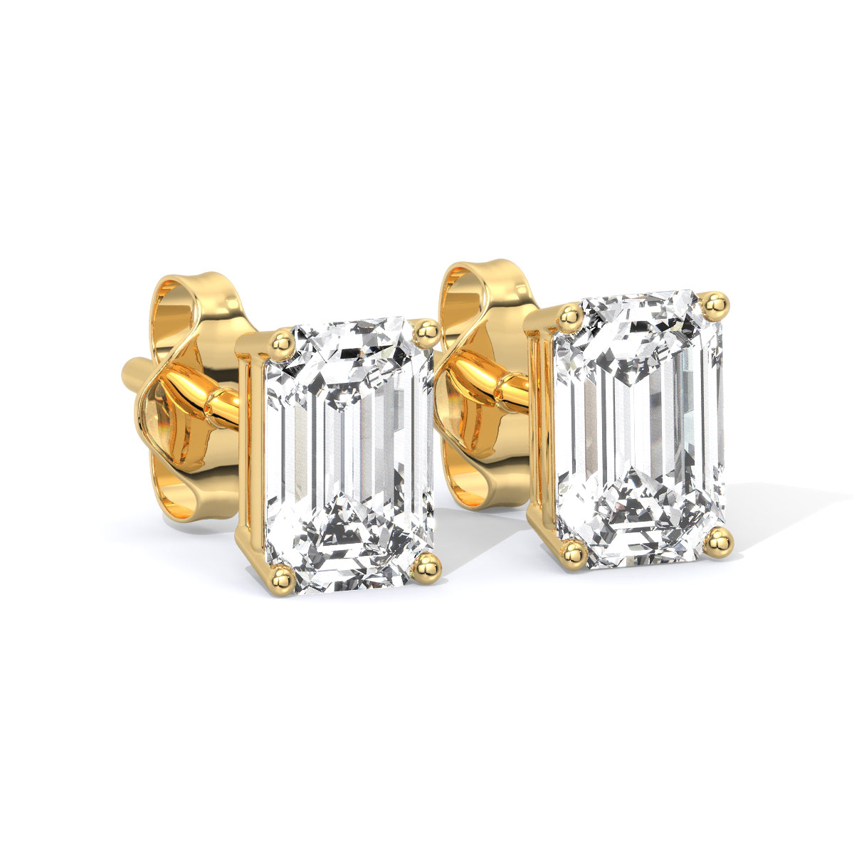 Emerald-Cut Diamond Studs