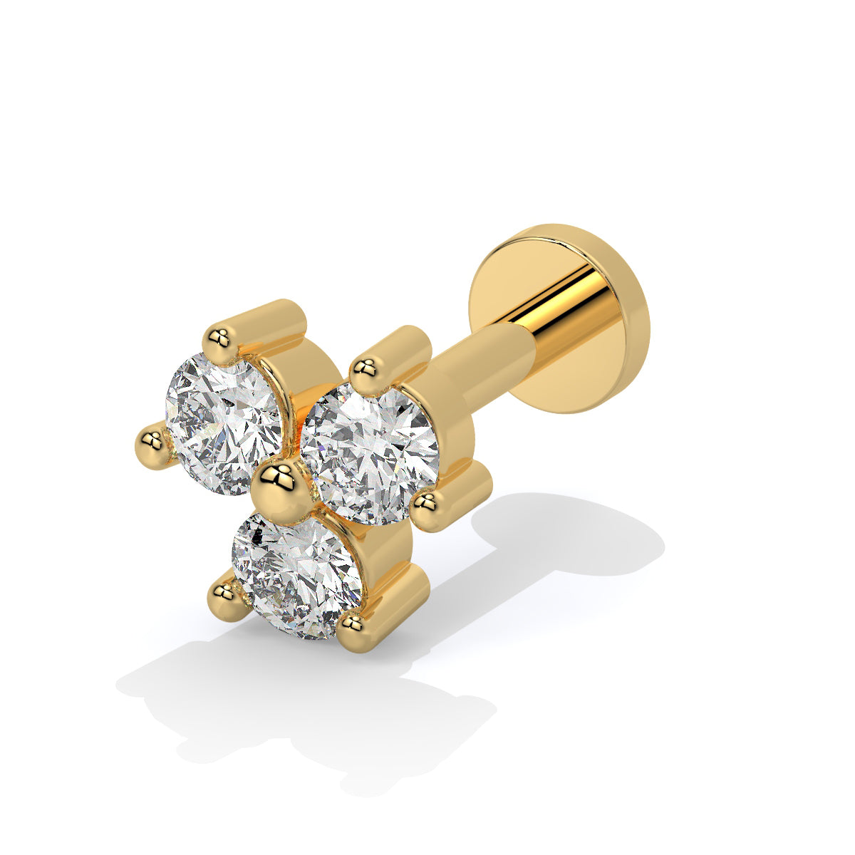 Lustrous Quad Diamond Nose Pin