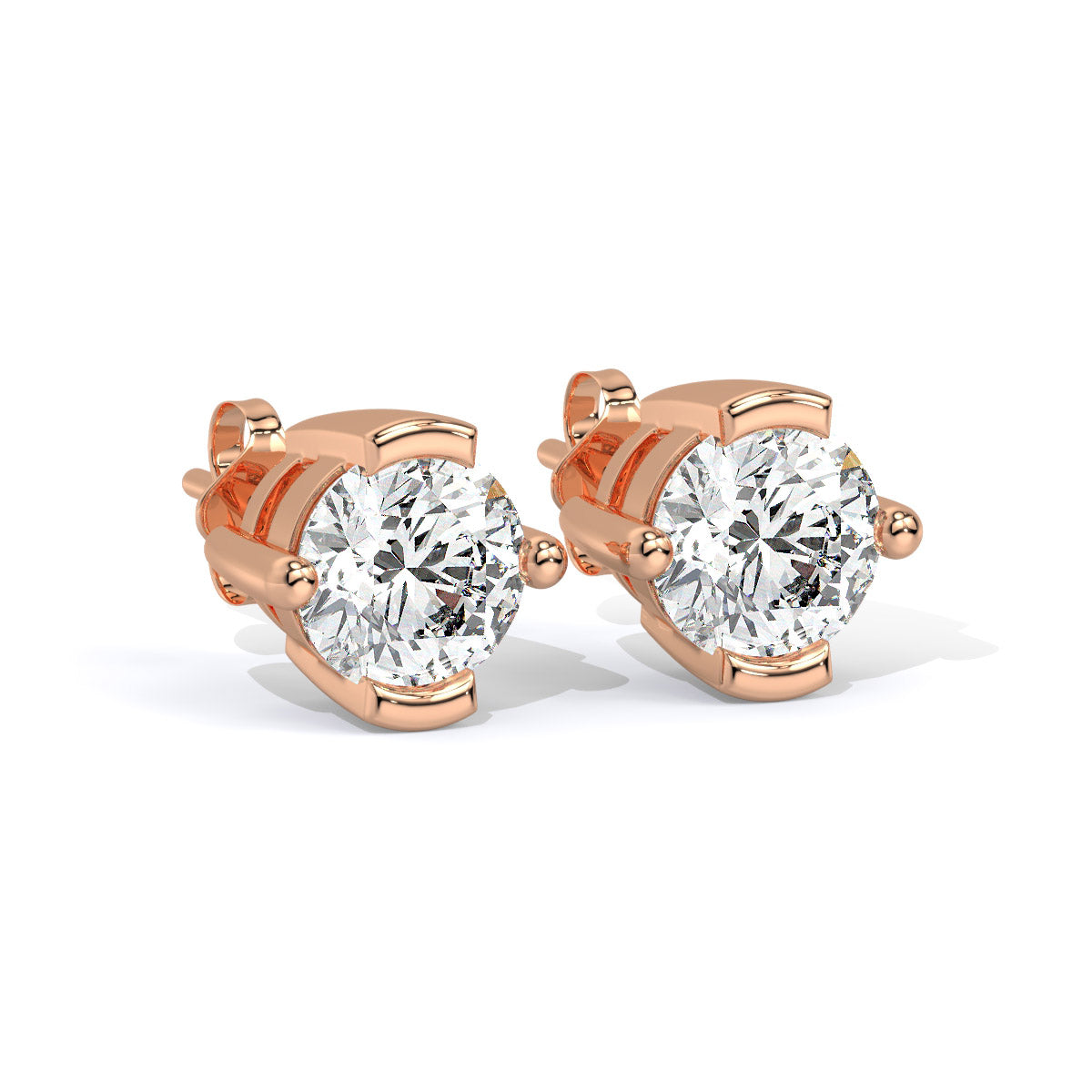 Solitaire Crest Round Diamond Studs