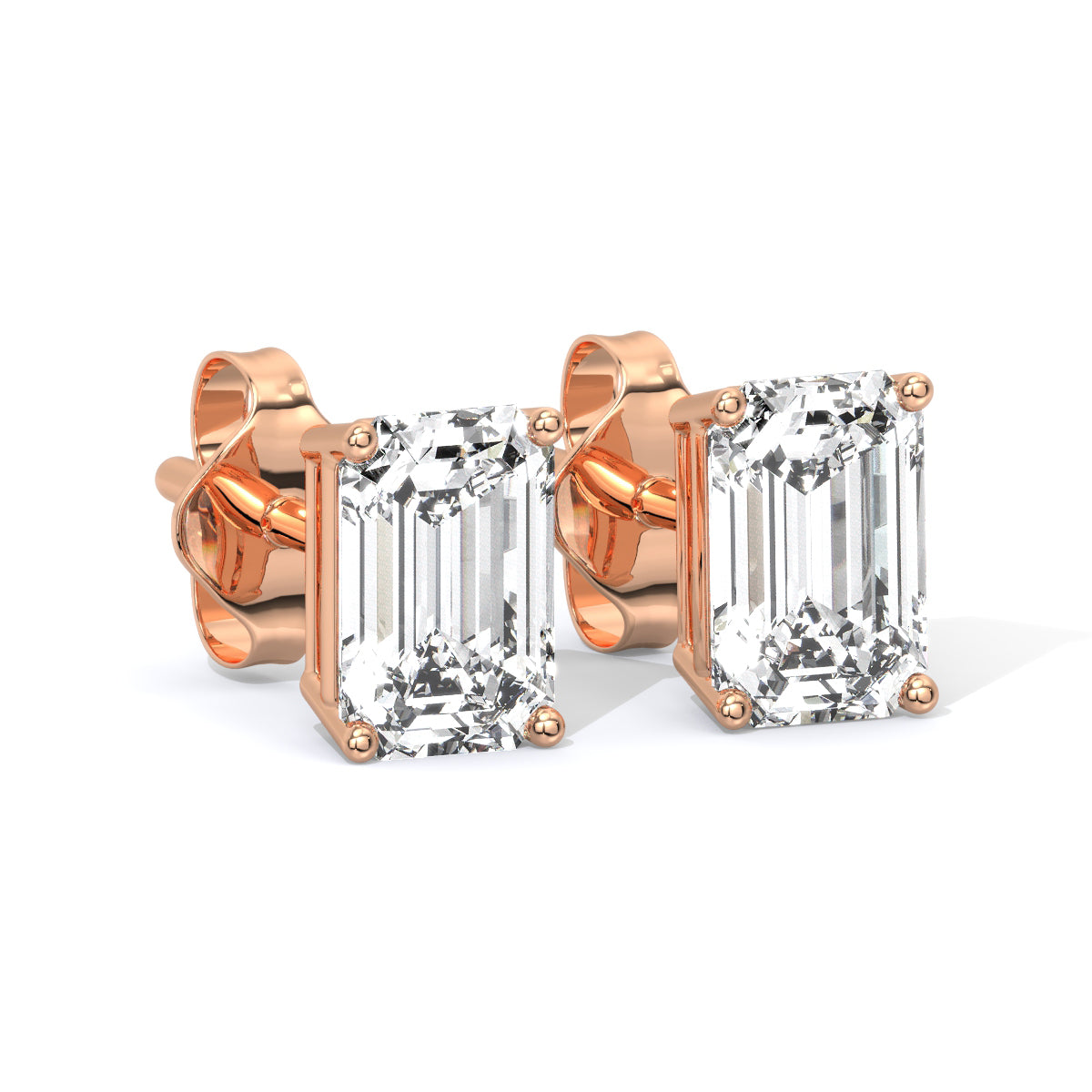 Emerald-Cut Diamond Studs