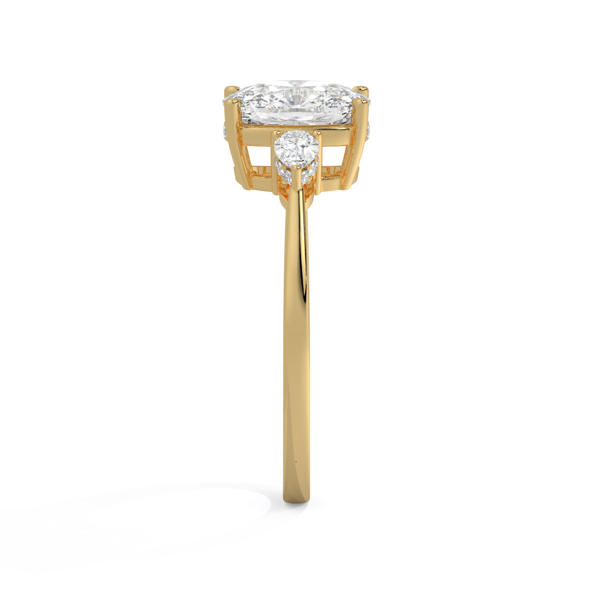 Cushion-Cut Three-Stone Ring