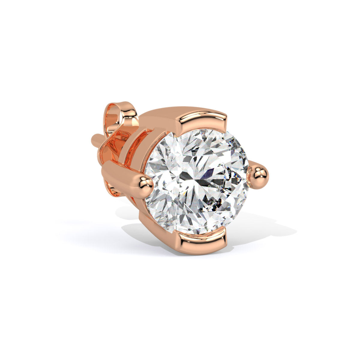 Solitaire Crest Round Men's Diamond Stud